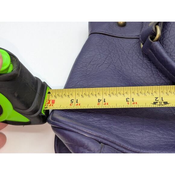 VTG Adrienne Vittadini Magnetic Purple Violet Tessa Pebble Leather Satchel - Picture 15 of 16